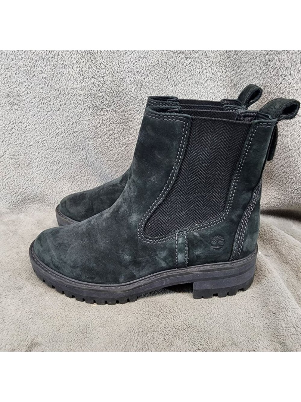 Timberland Shoes Womens Size 7 Black Suede Courmayeur Valley Chelsea Boots *Read